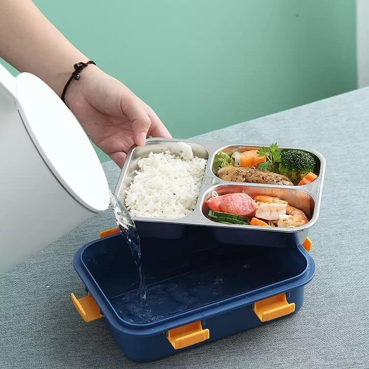 Stainless Steel Lunch Box | 3 Compartment Leak Proof | Blue - Image 3